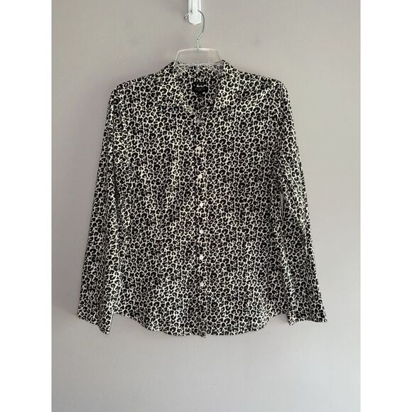 Talbots Blouse 12P Animal Print Leopard Preppy Career Shirt Office Wear No Iron - Picture 3 of 14